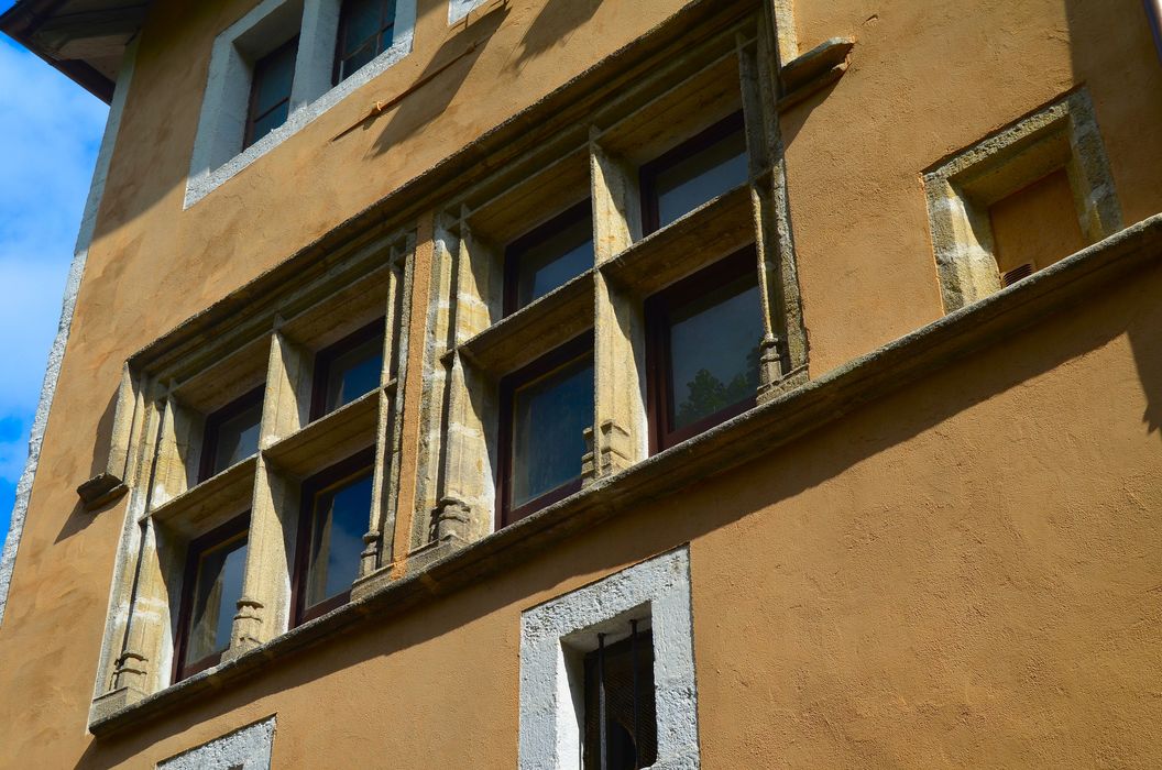 façade nord, fenêtres à meneau du 1er niveau, vue générale