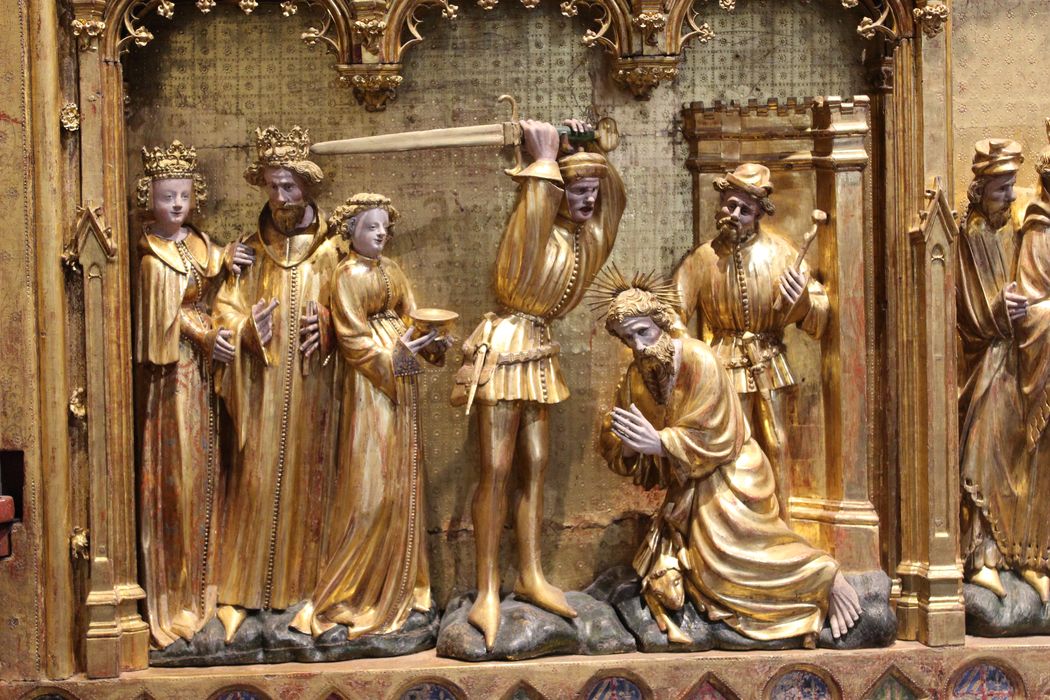 retable : Vie de saints et de martyrs : Panneau central, détail