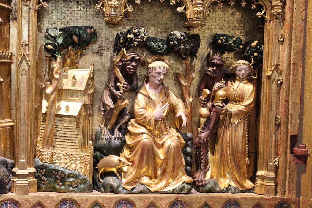 retable : Vie de saints et de martyrs : Panneau central, détail
