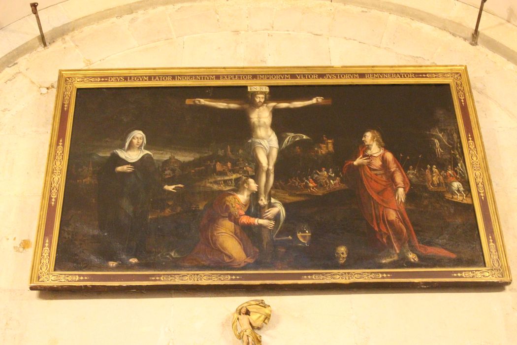 tableau et son cadre : Crucifixion avec la Vierge, saint Jean et sainte Madeleine (la)