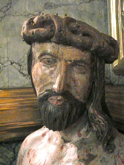 Statue : le Christ aux liens, détail du visage