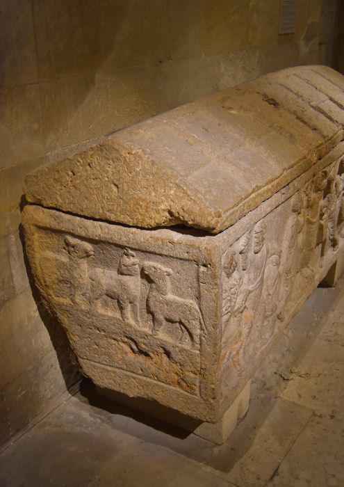 sarcophage de la Traditio Legis, du Sacrifice d'Abraham et de la Guérison de l'aveugle, vue partielle