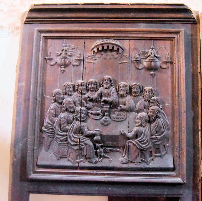 lambris de revêtement, détail d'un bas-relief : Cène (la)