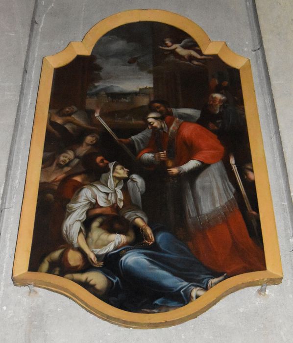 tableau, cadre : Saint Charles Borromée visitant les pestiférés