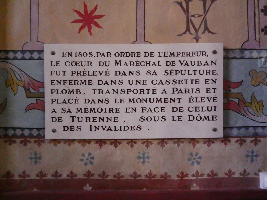 plaque funéraire (épitaphe) du Maréchal de Vauban 