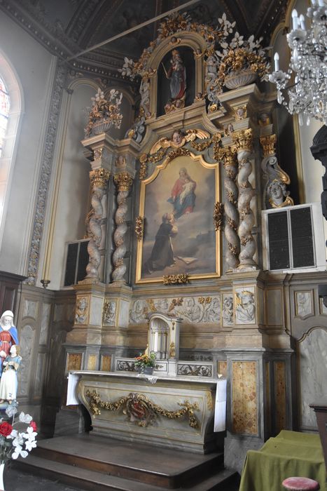 autel, retable, statue, tableau : la Vierge remettant le rosaire à Saint Dominique