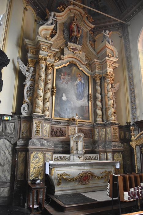 autel, retable de saint Omer, statue, tableau : Apparition du Sacré-Coeur à sainte Marguerite Marie Alacoque