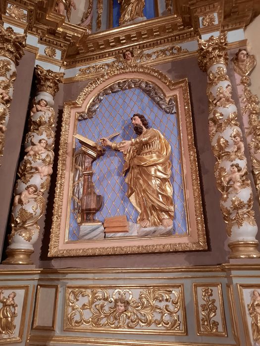 retable du maître-autel, détail d'un haut-relief, saint Jérôme