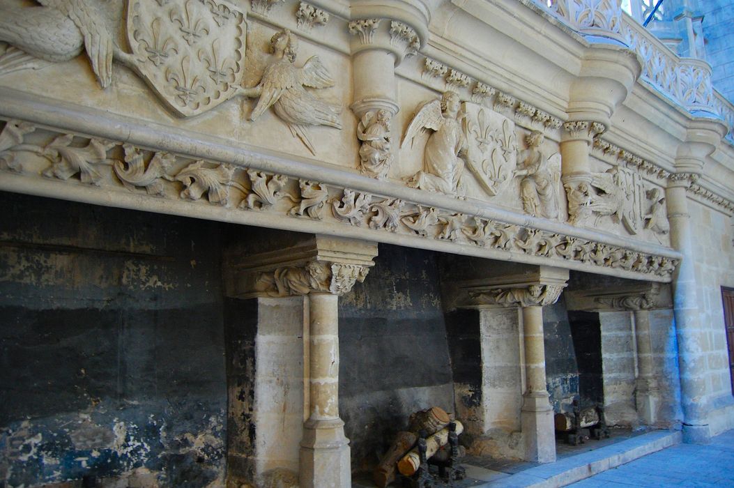 Ancien Palais des Comtes de Poitiers : Salle des pas perdus, cheminées monumentales, vue générale