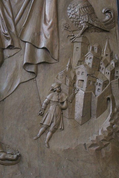 bas-relief : Saint Jacques le Majeur, détail