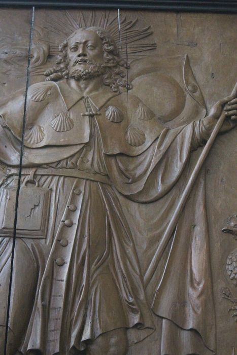 bas-relief : Saint Jacques le Majeur, vue partielle