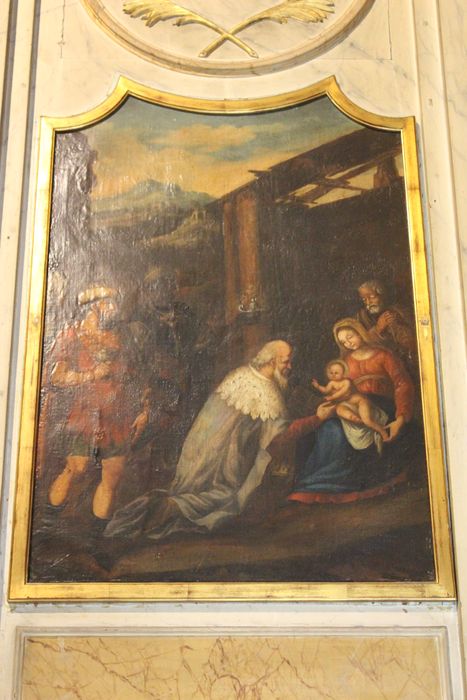 retable secondaire, détail d'un tableau : Adoration des mages