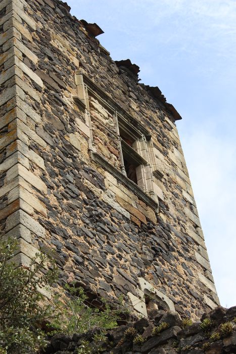 Ruines du château de Lauzières : détail d'une fenêtre à meneau