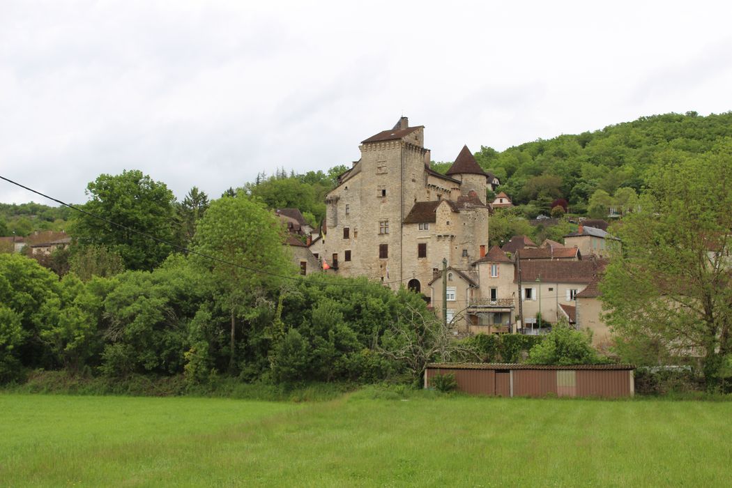 Château : vue générale du château dans son environnement depuis l'Ouest