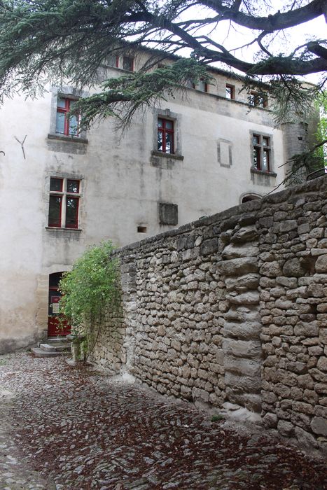 Château : vieux château, sud-est sur cour, vue partielle