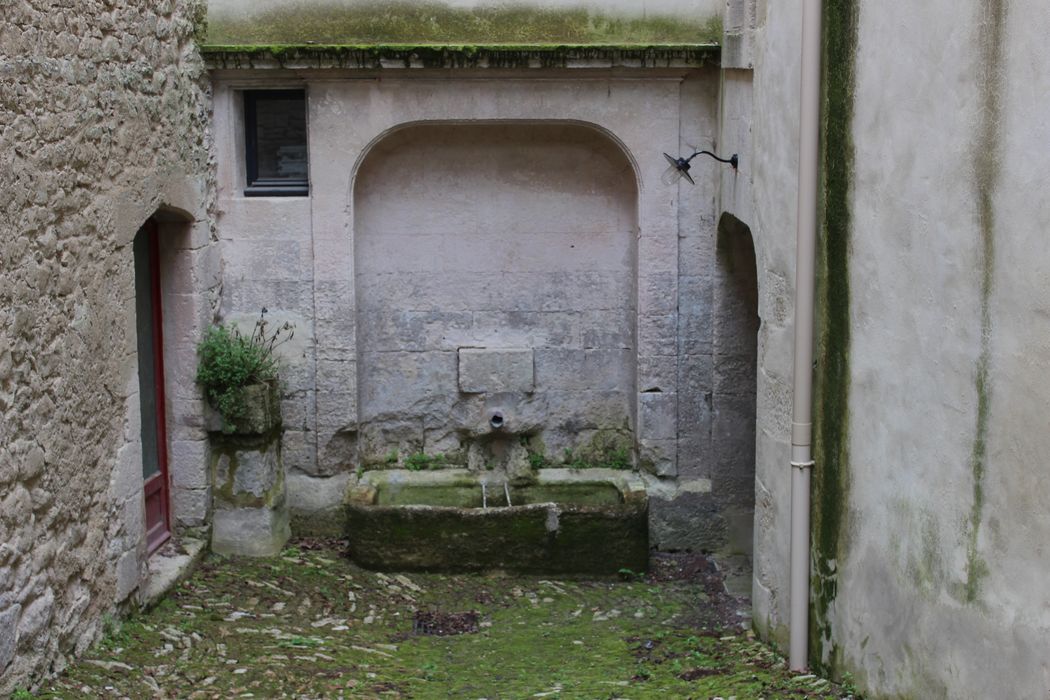 Château : cour, détail de la fontaine