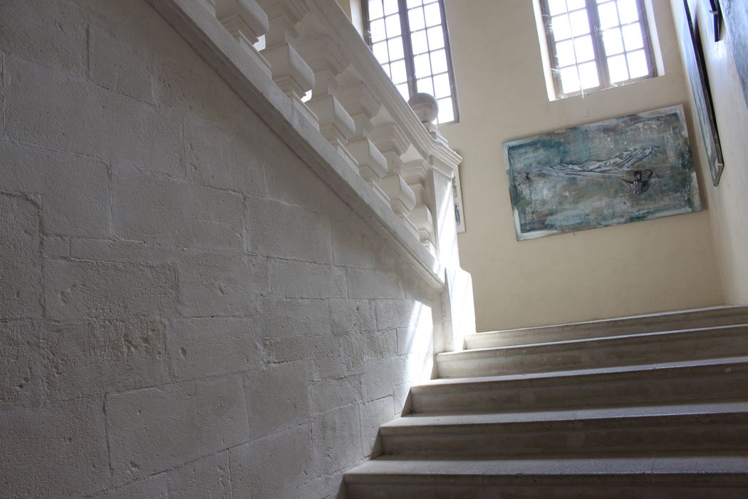 Ancien hôtel Astier de Montfaucon, puis ancien hospice : escalier monumental, vue partielle