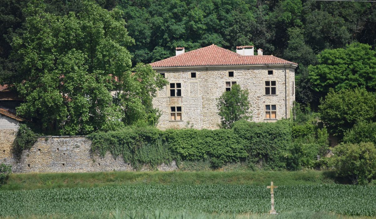 vue générale du logis dans son environnement depuis le Sud