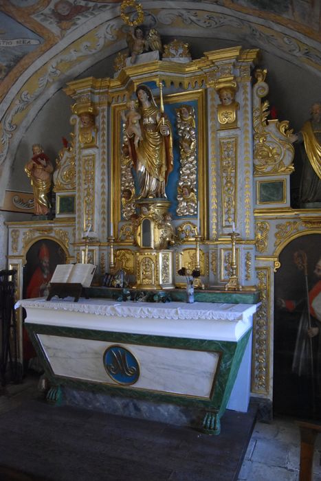 Retable, 2 tableaux du maître-autel : saint Martin de Tours, saint Blaise