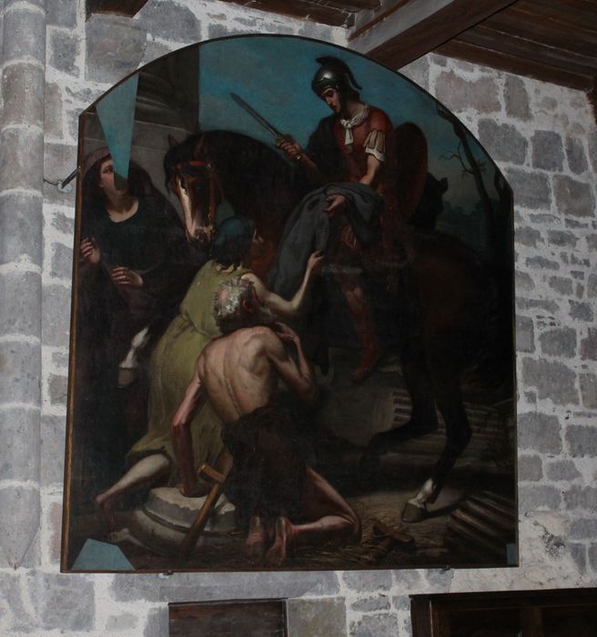 tableau : Charité de saint Martin à cheval partageant son manteau (la)