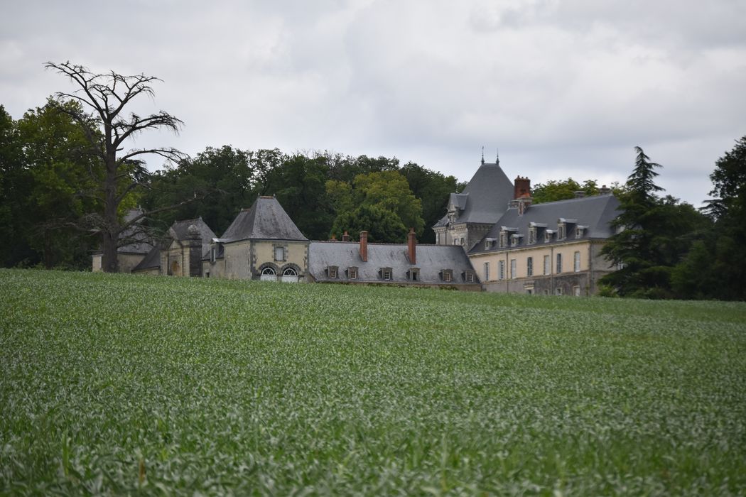 vue partielle du château dans son environnement depuis le Sud-Ouest