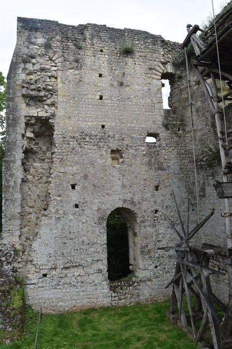 ruines du donjon, élévation sud-est, vue générale