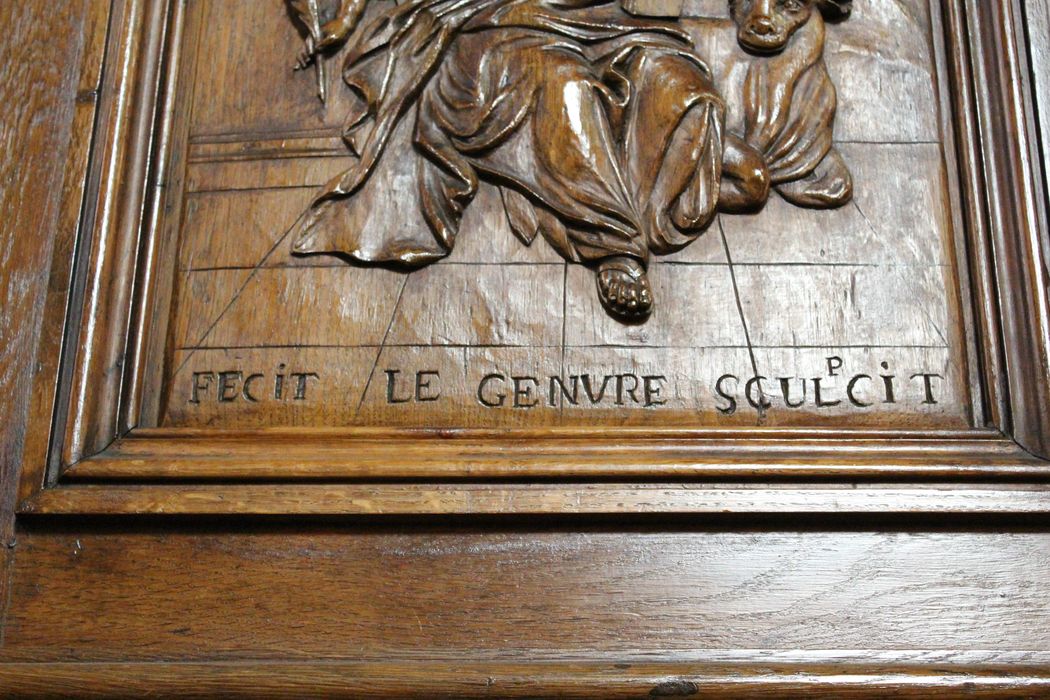 chaire à prêcher, détail de la signature