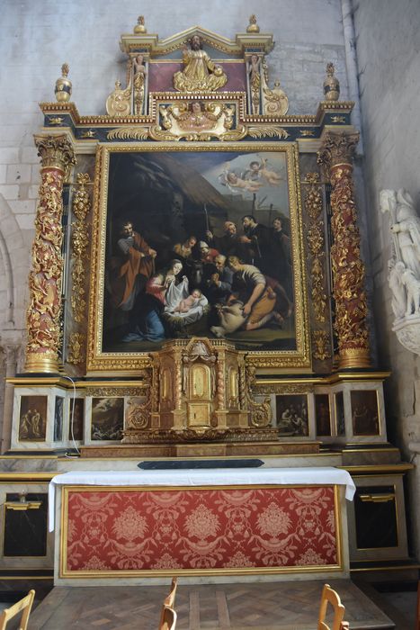 retable du croisillon sud, tabernacle et tableau : l'Adoration des bergers