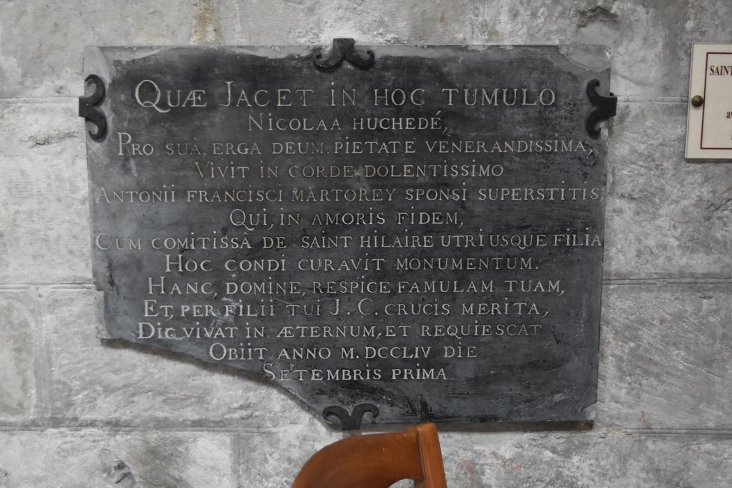 plaque funéraire de Nicolas Huchedé