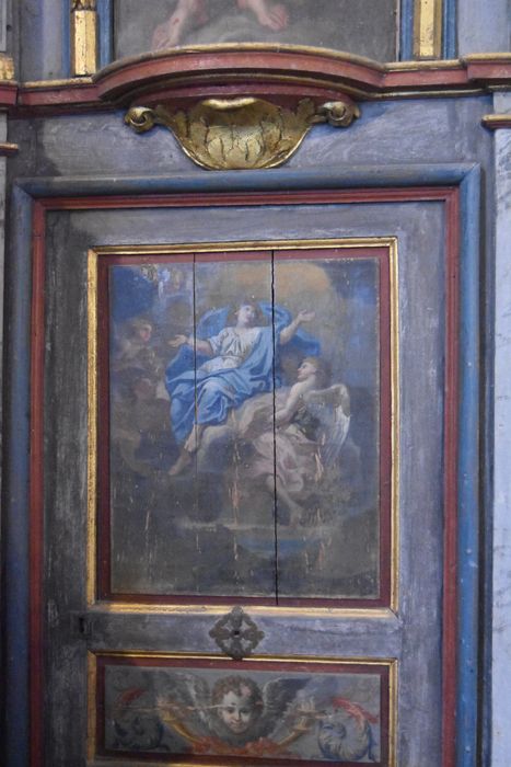retable du maître-autel, détail d'un panneau peint : Assomption (l')