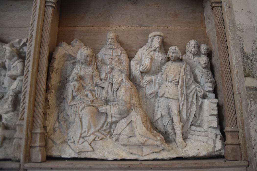 retable n°2, détail d'un bas-relief : Adoration des mages (l')