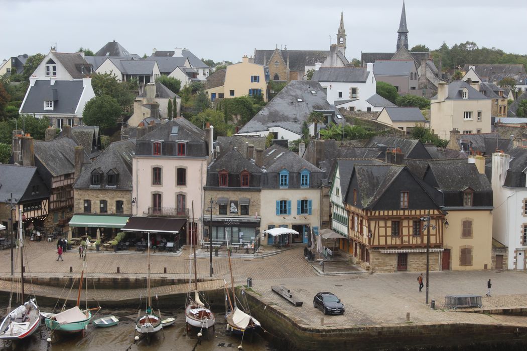 vue générale des maisons dans leur environnement depuis l'Ouest