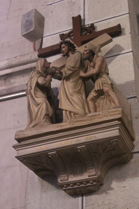 chemin de croix, détail d’une station : Jésus rencontre sa mère