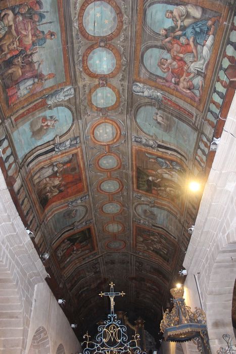 choeur, peintures monumentales de la voûte lambrissée, vue générale