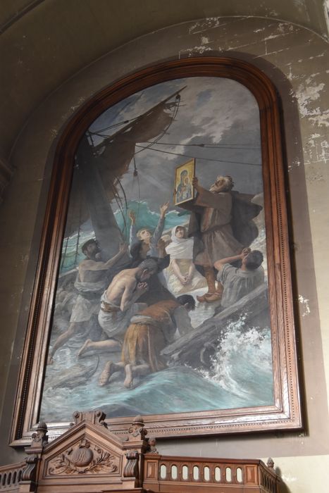 2 tableaux : la Prière avant le naufrage, l'Invocation de la famille du marin à la Vierge