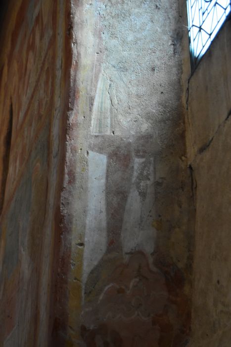 choeur, ébrasement de la baie est, peinture monumentale, détail d’un chevalier