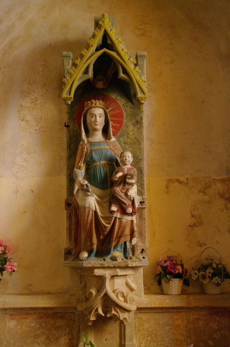 statue : Vierge à l'Enfant assise dite Notre-Dame de Sapience, et son dais d'architecture