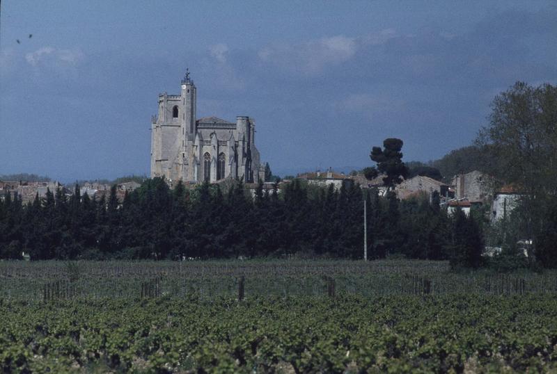 Vue éloignée sur l'abside et le clocher