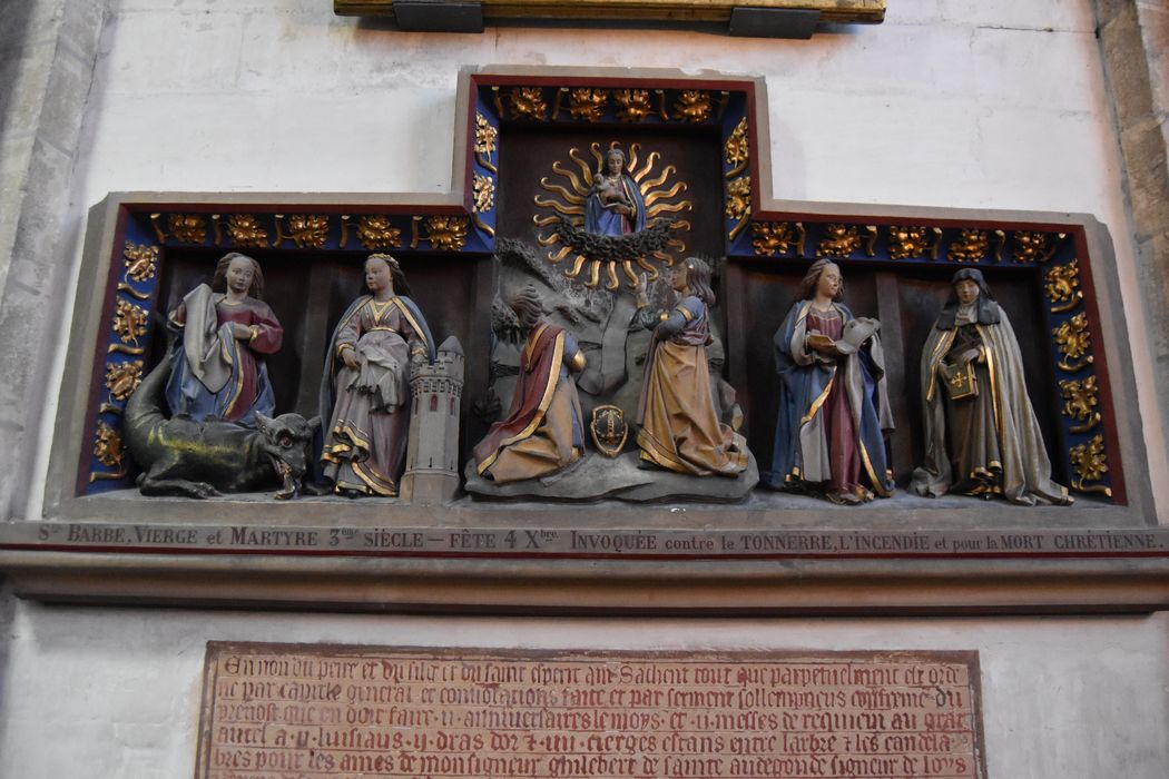 retable, bas-relief : Vierge sainte Marthe sainte Barbe sainte Marguerite saint Thérèse et deux donateurs (la) - © Ministère de la Culture (France), Médiathèque du patrimoine et de la photographie, diffusion GrandPalaisRmn Photo