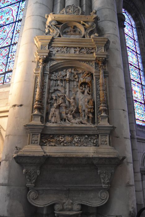 monument funéraire de Sidrach de Lalaing (bas-relief) : Sidrach Misach et Abdenago jetés dans la fournaise - © Ministère de la Culture (France), Médiathèque du patrimoine et de la photographie, diffusion GrandPalaisRmn Photo