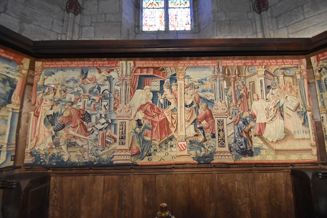 pièce murale : Légende de saint Martin de Tours (la), épisodes de la seconde destruction d’un temple païen, des miracles de Trèves, et de la guérison du lépreux