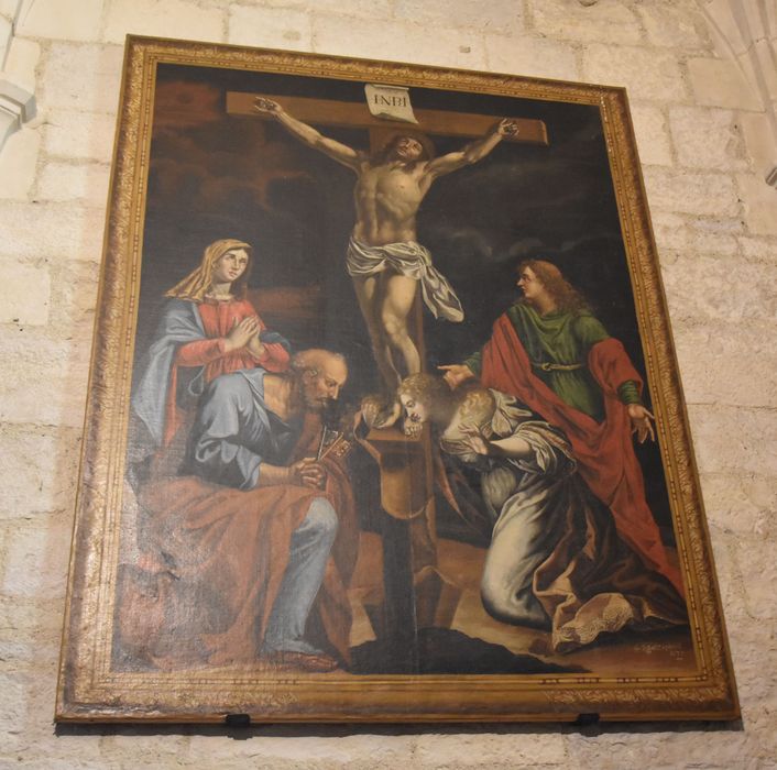 tableau : Christ en croix avec la Vierge saint Jean saint Pierre et sainte Madeleine (le)