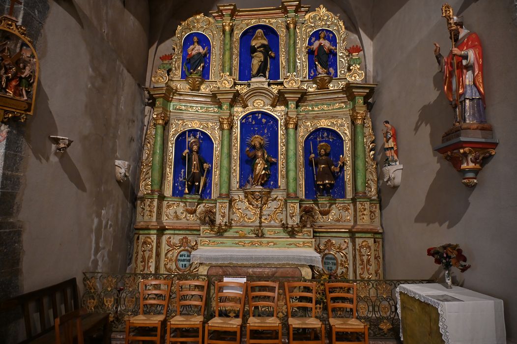 autel, retable de saint Gaudérique, gradins d'autel, 6 statues