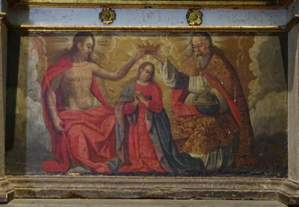 retable de saint Pierre, détail d’un tableau : Couronnement de la Vierge (le)