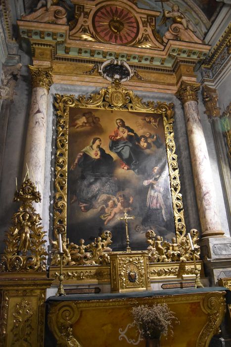 retable dit du Sacré-Coeur, tableau : Le Sacré-Coeur de Jésus et Marie