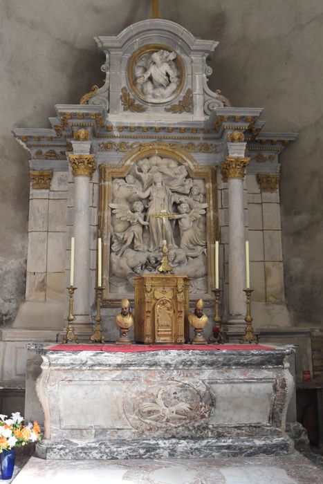 maître-autel, retable, haut-relief : Assomption de la Vierge