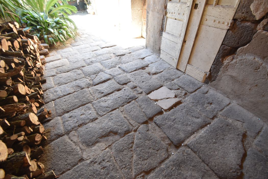 pavement du porche entre la rue et la cour intérieure, vue partielle