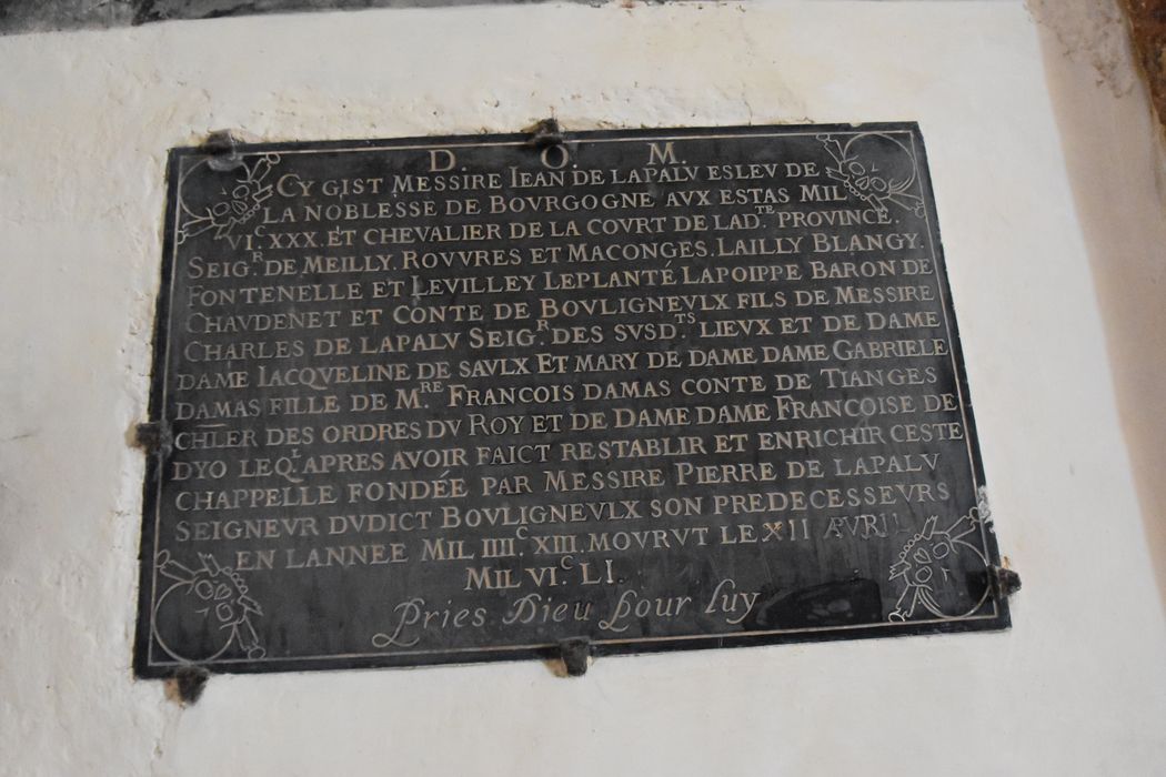 plaque funéraire de Jean de la Palud