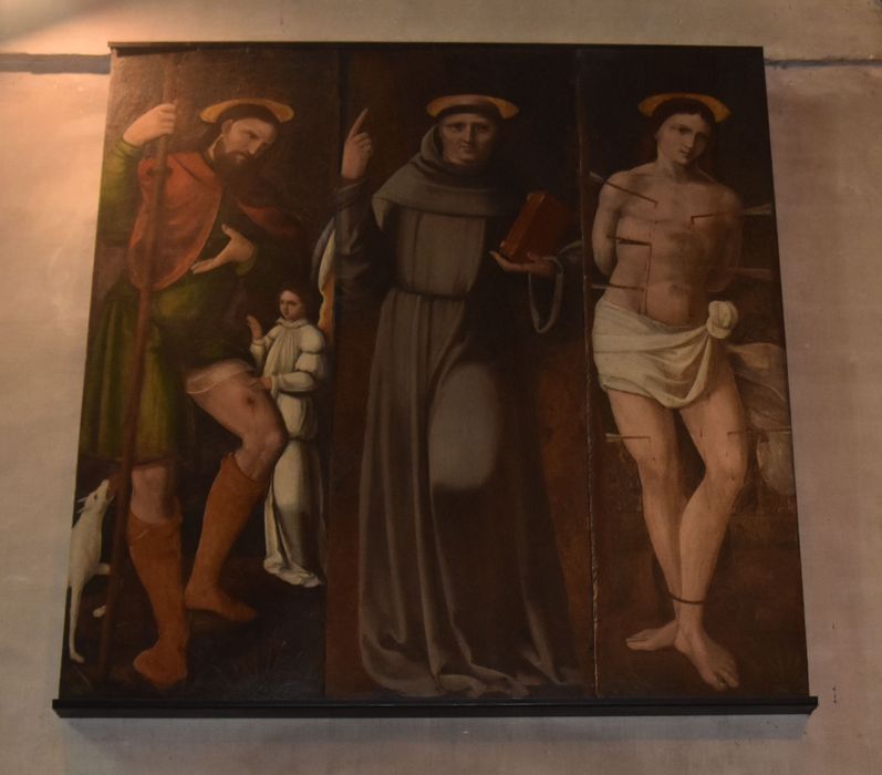 tableau : Saint Bernardin de Sienne, saint Sébastien et saint Roch