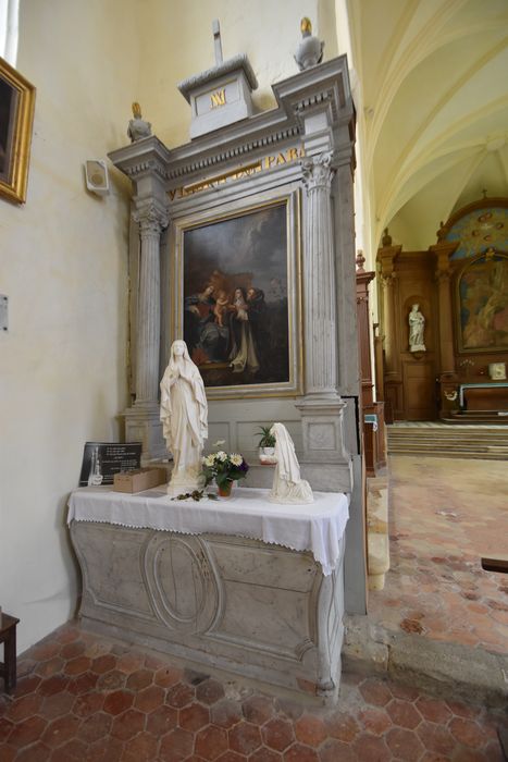 retable latéral nord, tableau : Remise du rosaire à saint Dominique et sainte Catherine - © Ministère de la Culture (France), Médiathèque du patrimoine et de la photographie, diffusion GrandPalaisRmn Photo